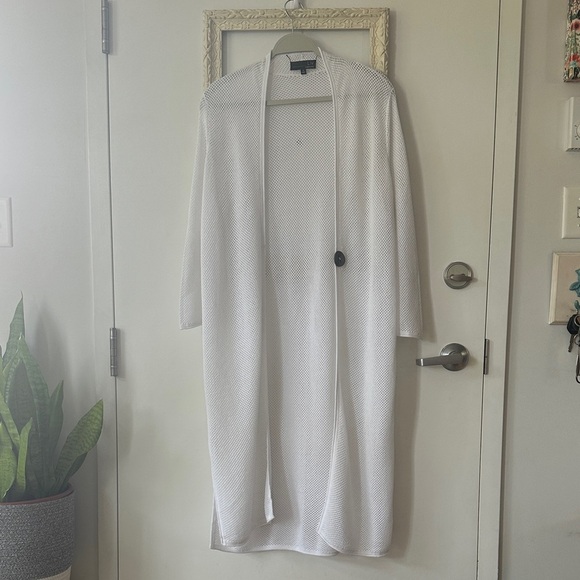 LIV BY HABITAT | Mesh Stitch White Duster Cardigan - Picture 2 of 13